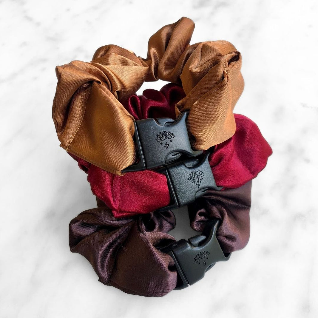Fall Essentials - 3-Pack Autumn Halloween Buckle Scrunchies - No Snagging, No Tangles-Fall Essentials - 3-Pack Autumn Halloween Buckle Scrunchies - No Snagging, No Tangles