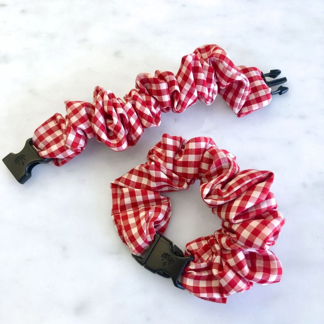 Gingham Red Buckle Scrunchie - No Snagging, No Tangles-Gingham Red Buckle Scrunchie - No Snagging, No Tangles