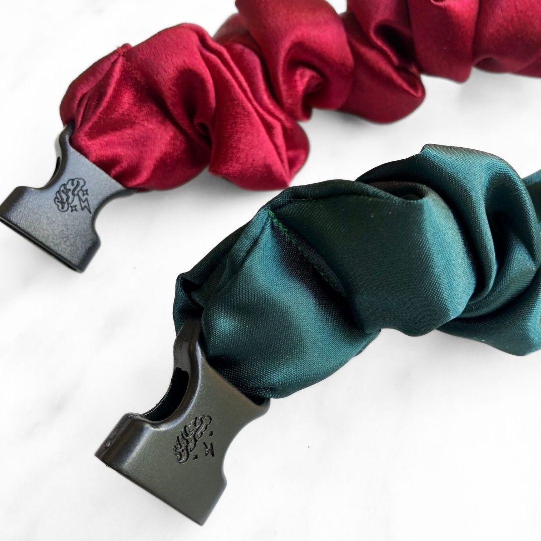 Holly Duo - 2-Pack Christmas Holiday Buckle Scrunchies - No Snagging, No Tangles-Holly Duo - 2-Pack Christmas Holiday Buckle Scrunchies - No Snagging, No Tangles