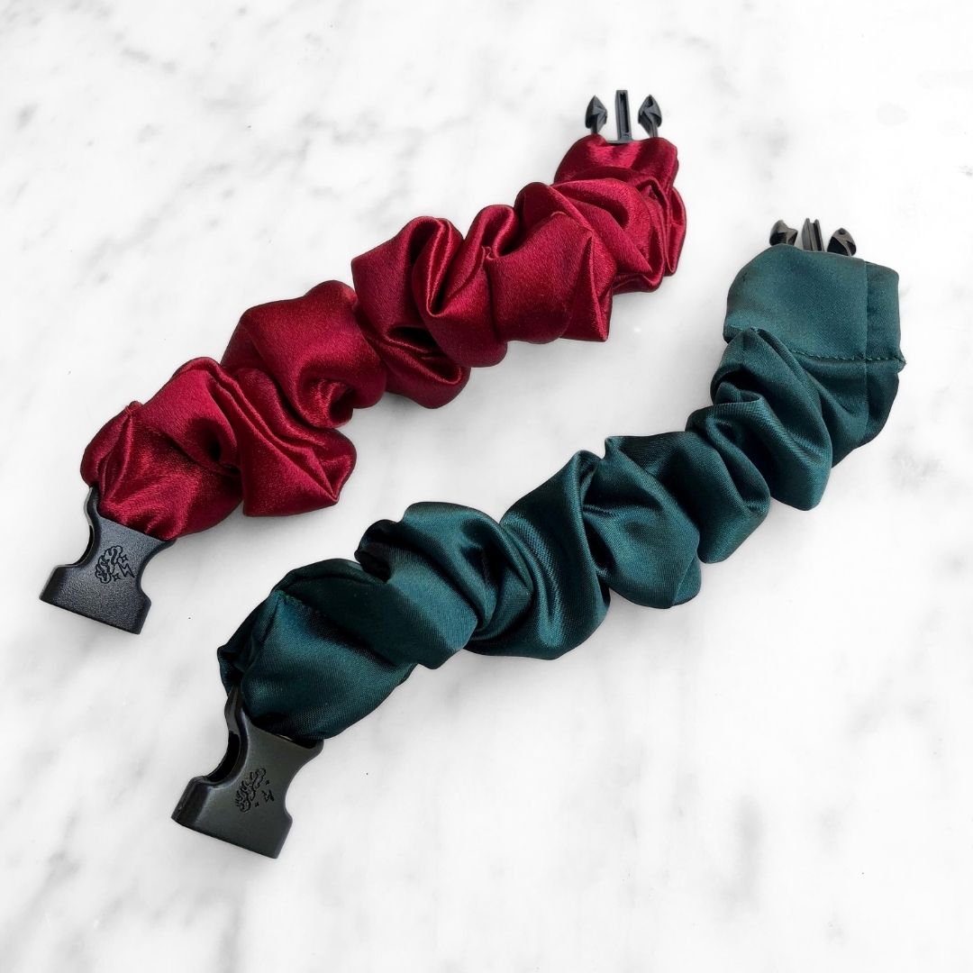 Holly Duo - 2-Pack Christmas Holiday Buckle Scrunchies - No Snagging, No Tangles-Holly Duo - 2-Pack Christmas Holiday Buckle Scrunchies - No Snagging, No Tangles