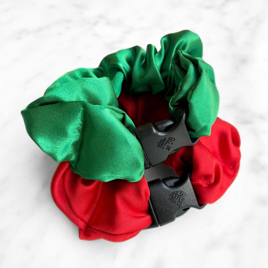 Jolly Duo - 2-Pack Christmas Holiday Buckle Scrunchies - No Snagging, No Tangles-Jolly Duo - 2-Pack Christmas Holiday Buckle Scrunchies - No Snagging, No Tangles