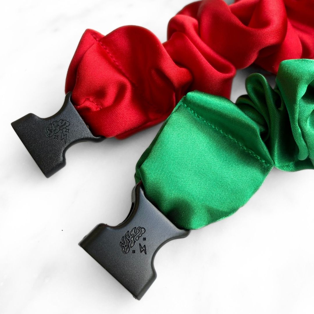 Jolly Duo - 2-Pack Christmas Holiday Buckle Scrunchies - No Snagging, No Tangles-Jolly Duo - 2-Pack Christmas Holiday Buckle Scrunchies - No Snagging, No Tangles