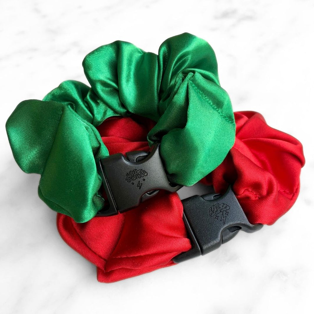 Jolly Duo - 2-Pack Christmas Holiday Buckle Scrunchies - No Snagging, No Tangles-Jolly Duo - 2-Pack Christmas Holiday Buckle Scrunchies - No Snagging, No Tangles