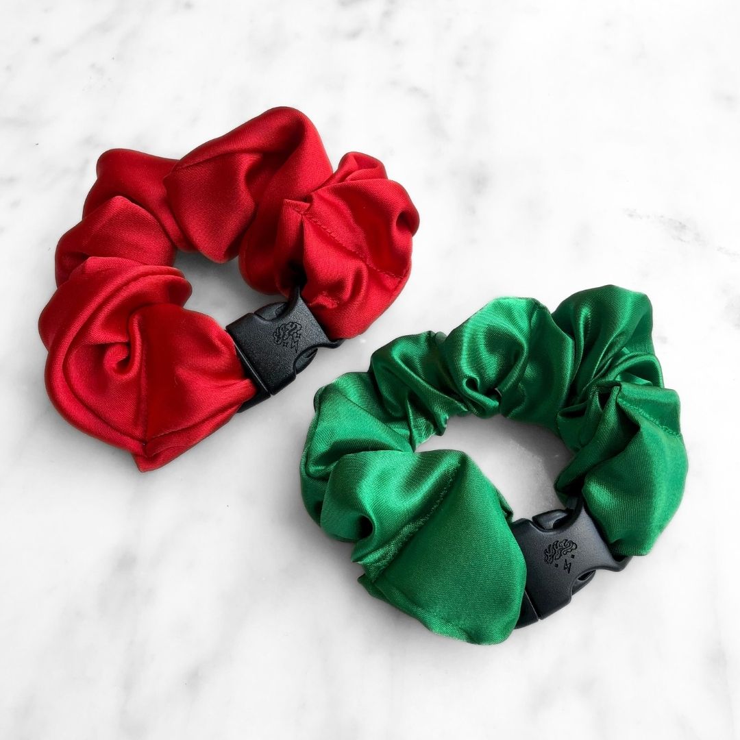 Jolly Duo - 2-Pack Christmas Holiday Buckle Scrunchies - No Snagging, No Tangles-Jolly Duo - 2-Pack Christmas Holiday Buckle Scrunchies - No Snagging, No Tangles
