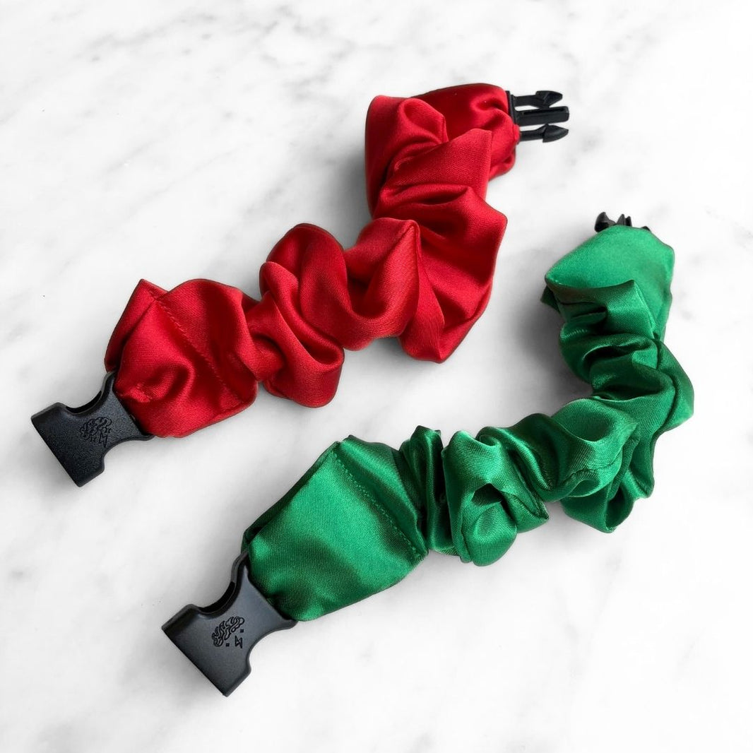 Jolly Duo - 2-Pack Christmas Holiday Buckle Scrunchies - No Snagging, No Tangles-Jolly Duo - 2-Pack Christmas Holiday Buckle Scrunchies - No Snagging, No Tangles