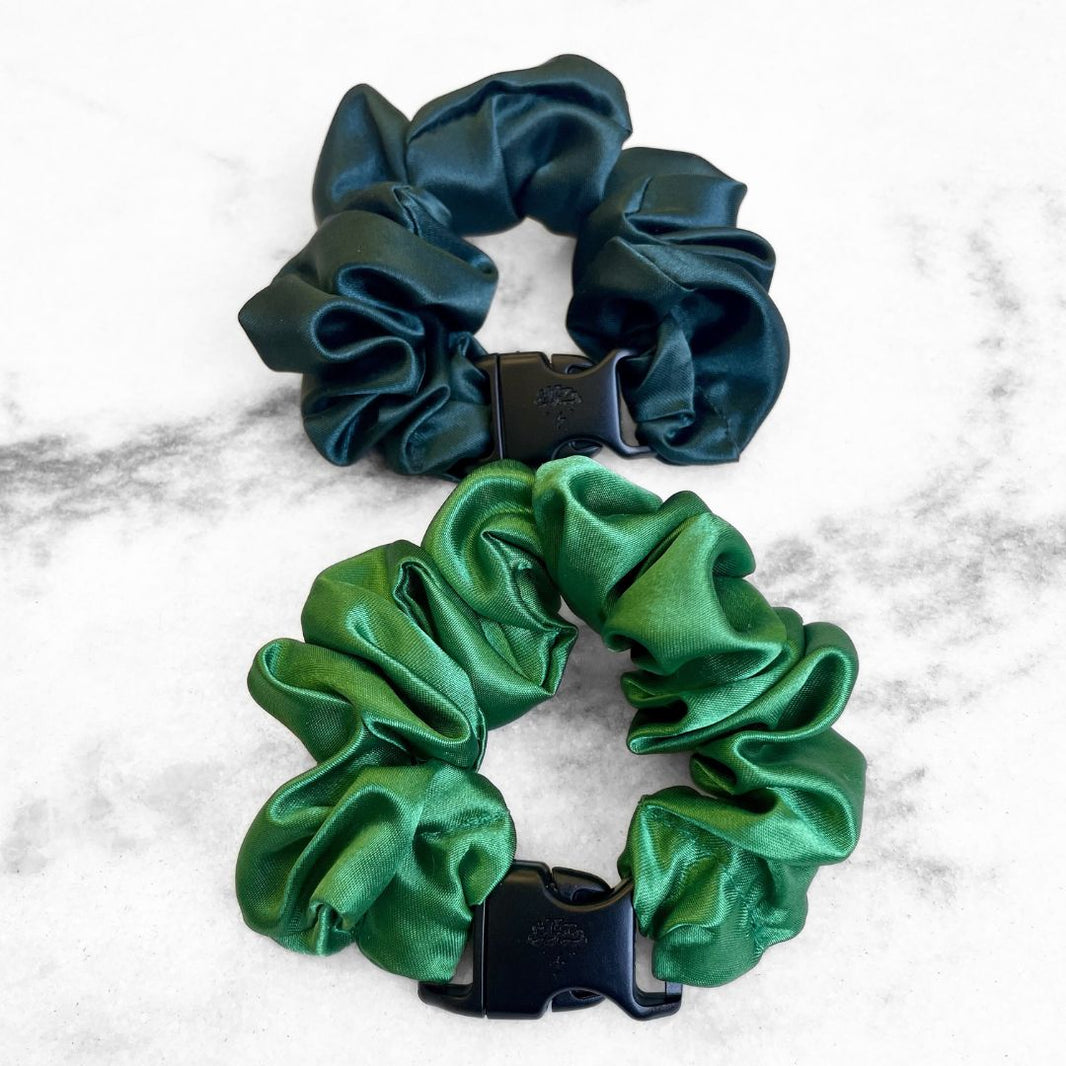 Patty's Green Duo - 2-Pack St. Patrick's Day Buckle Scrunchies - No Snagging, No Tangles-Patty's Green Duo - 2-Pack St. Patrick's Day Buckle Scrunchies - No Snagging, No Tangles