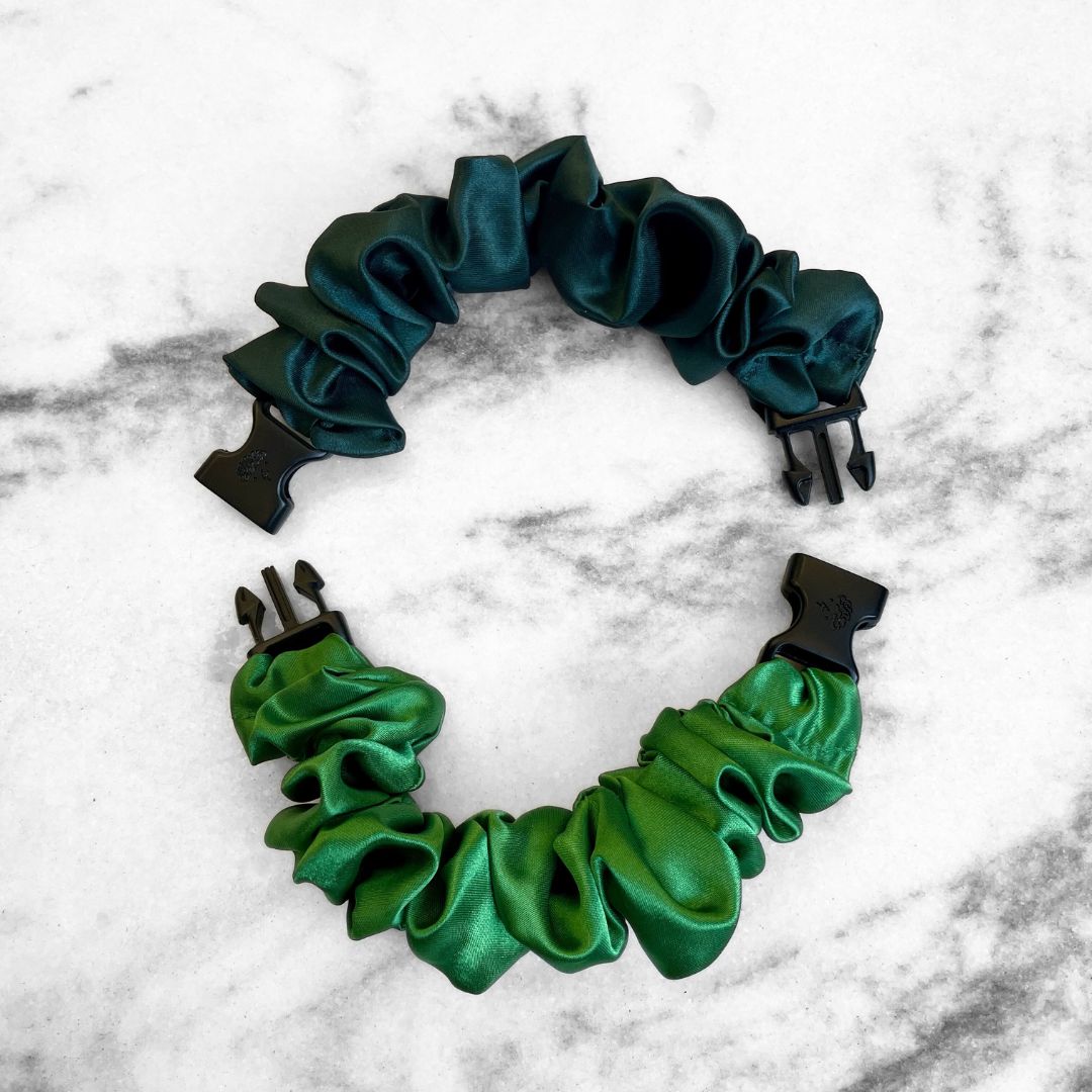 Patty's Green Duo - 2-Pack St. Patrick's Day Buckle Scrunchies - No Snagging, No Tangles-Patty's Green Duo - 2-Pack St. Patrick's Day Buckle Scrunchies - No Snagging, No Tangles