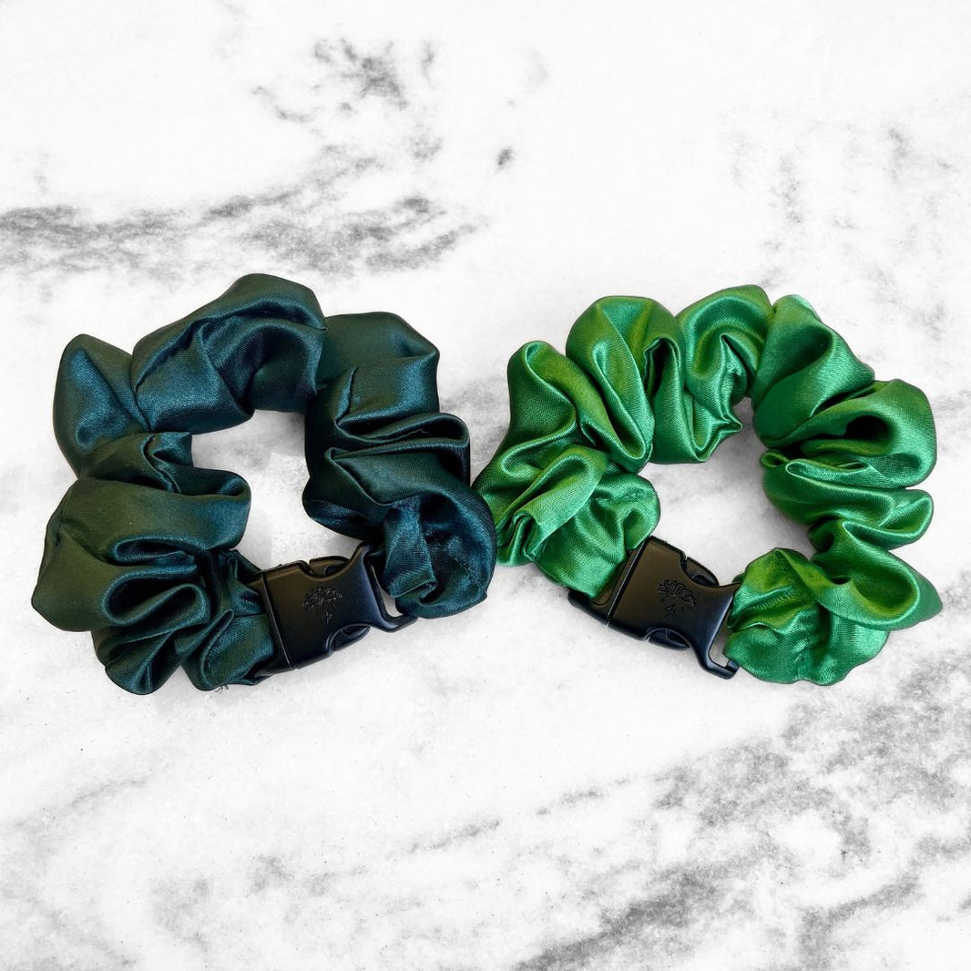 Patty's Green Duo - 2-Pack St. Patrick's Day Buckle Scrunchies - No Snagging, No Tangles-Patty's Green Duo - 2-Pack St. Patrick's Day Buckle Scrunchies - No Snagging, No Tangles