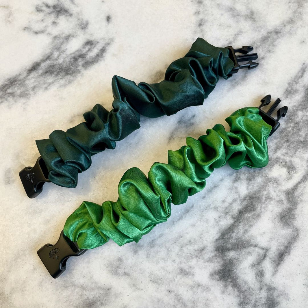 Patty's Green Duo - 2-Pack St. Patrick's Day Buckle Scrunchies - No Snagging, No Tangles-Patty's Green Duo - 2-Pack St. Patrick's Day Buckle Scrunchies - No Snagging, No Tangles