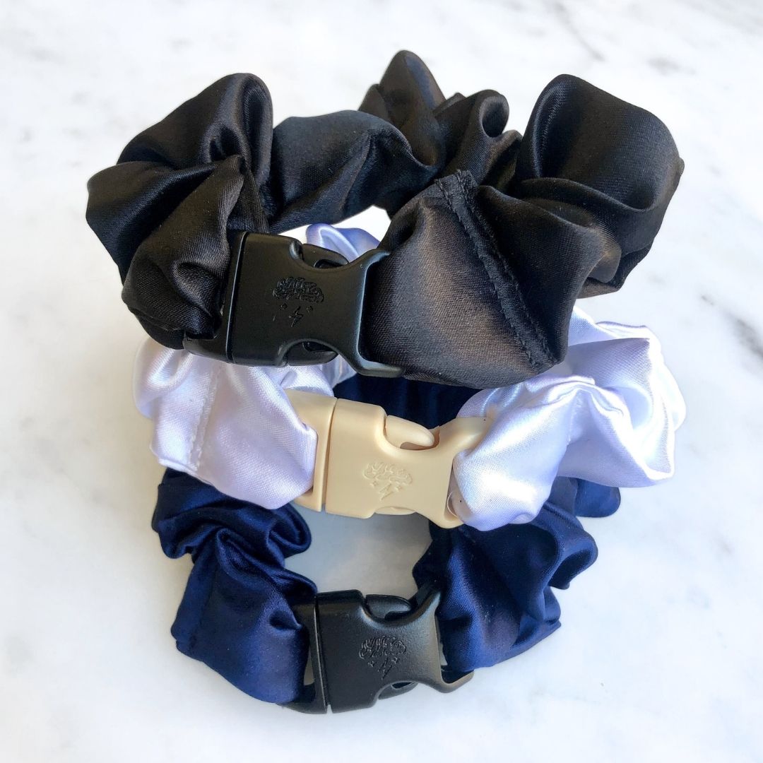 Power Trio - 3-Pack Neutral Buckle Scrunchies Bundle - No Snagging, No Tangles-Power Trio - 3-Pack Neutral Buckle Scrunchies Bundle - No Snagging, No Tangles