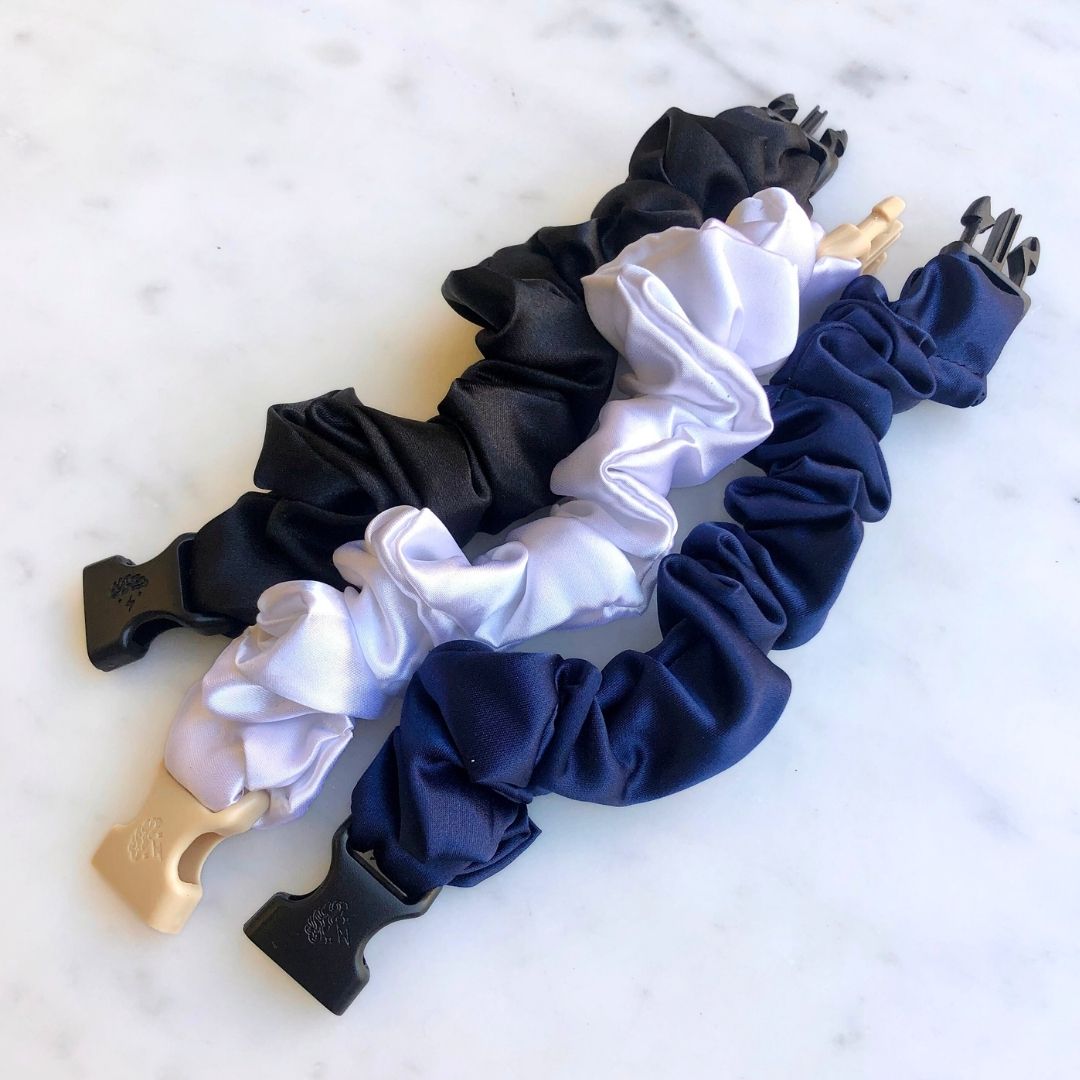 Power Trio - 3-Pack Neutral Buckle Scrunchies Bundle - No Snagging, No Tangles-Power Trio - 3-Pack Neutral Buckle Scrunchies Bundle - No Snagging, No Tangles