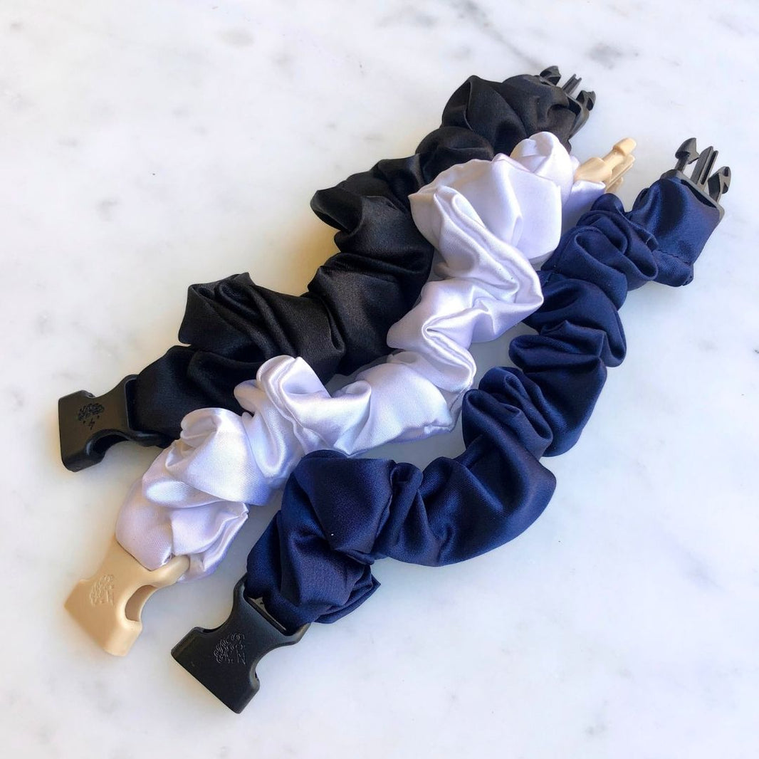 Power Trio - 3-Pack Neutral Buckle Scrunchies Bundle - No Snagging, No Tangles-Power Trio - 3-Pack Neutral Buckle Scrunchies Bundle - No Snagging, No Tangles