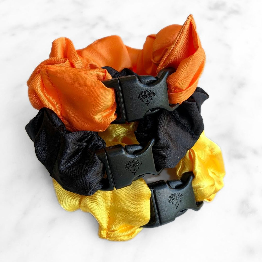 Trick or Treat Halloween Bundle - 3-Pack Fall Buckle Scrunchies - No Snagging, No Tangles-Trick or Treat Halloween Bundle - 3-Pack Fall Buckle Scrunchies - No Snagging, No Tangles