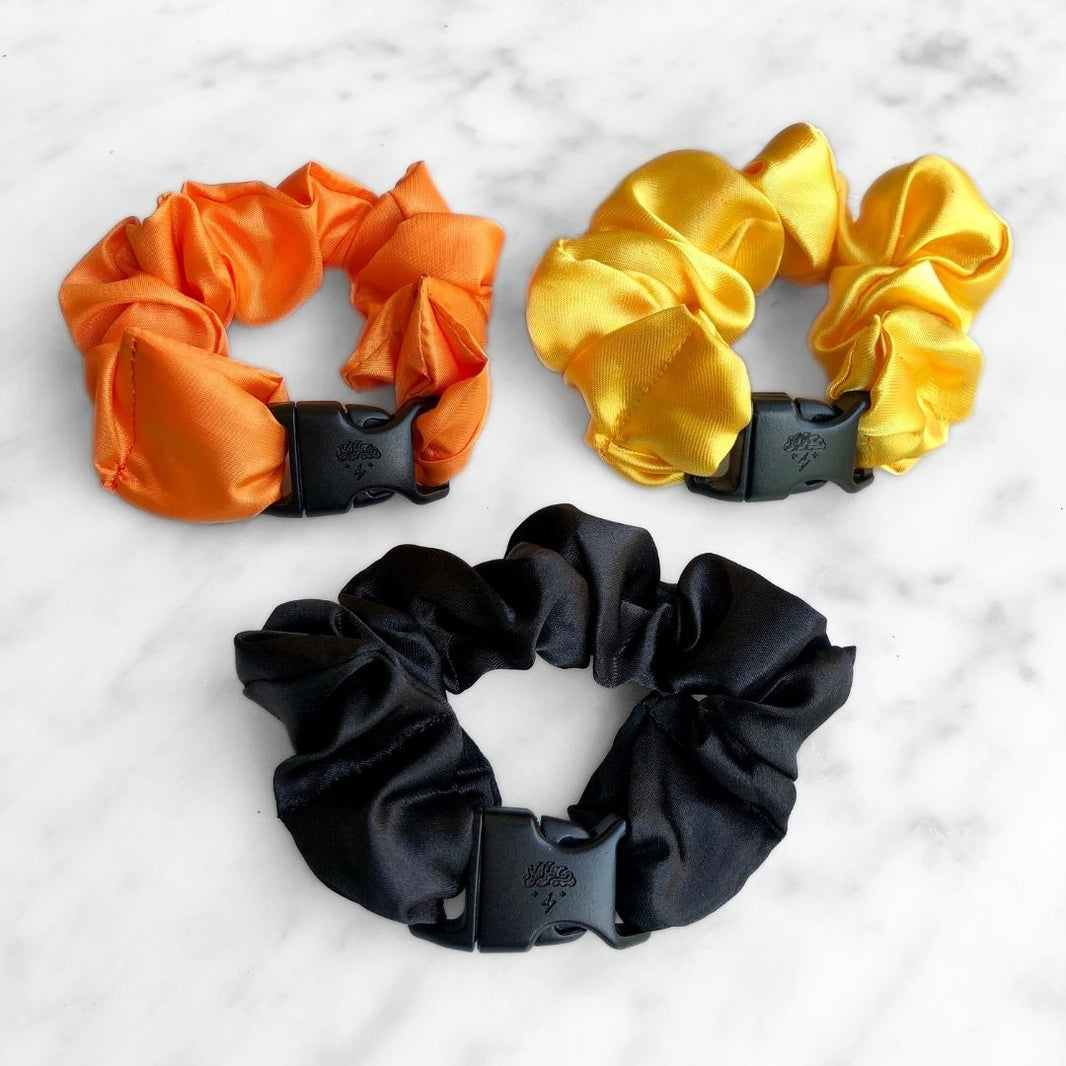 Trick or Treat Halloween Bundle - 3-Pack Fall Buckle Scrunchies - No Snagging, No Tangles-Trick or Treat Halloween Bundle - 3-Pack Fall Buckle Scrunchies - No Snagging, No Tangles