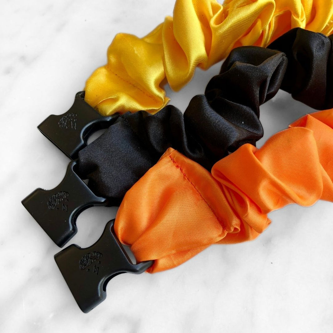 Trick or Treat Halloween Bundle - 3-Pack Fall Buckle Scrunchies - No Snagging, No Tangles-Trick or Treat Halloween Bundle - 3-Pack Fall Buckle Scrunchies - No Snagging, No Tangles