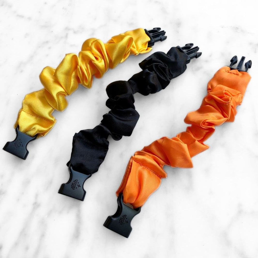 Trick or Treat Halloween Bundle - 3-Pack Fall Buckle Scrunchies - No Snagging, No Tangles-Trick or Treat Halloween Bundle - 3-Pack Fall Buckle Scrunchies - No Snagging, No Tangles