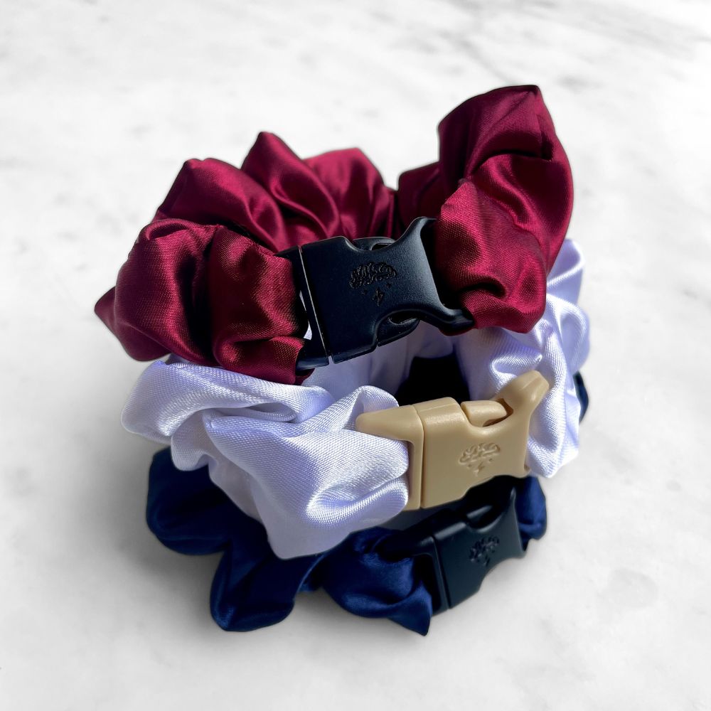 USA Patriotic Red White Blue - 3-Pack Buckle Scrunchies Bundle - No Snagging, No Tangles-USA Patriotic Red White Blue - 3-Pack Buckle Scrunchies Bundle - No Snagging, No Tangles