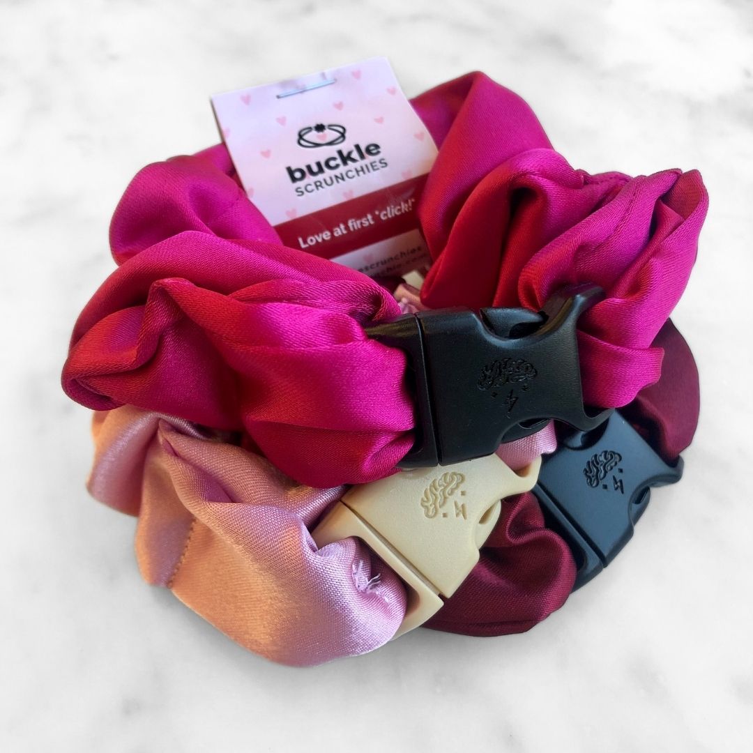 Valentine's Day Gift Set Bundle - 3-Pack Buckle Scrunchies - No Snagging, No Tangles-Valentine's Day Gift Set Bundle - 3-Pack Buckle Scrunchies - No Snagging, No Tangles