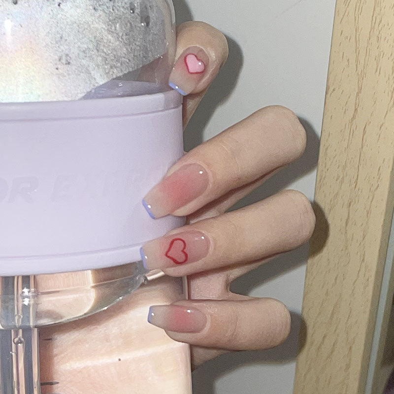 Ashionable Blue And Graffiti Pattern Wearable Fake Nails-6a252c675f85134bb2e7a5a8247deb0b