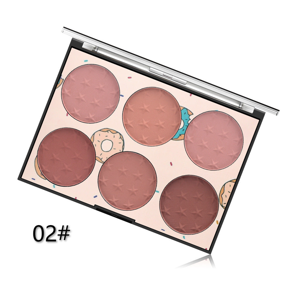 Six-color Blush Natural Skin-friendly Rouge Makeup-28682fa084966888c53b5fa8e7fccfa3