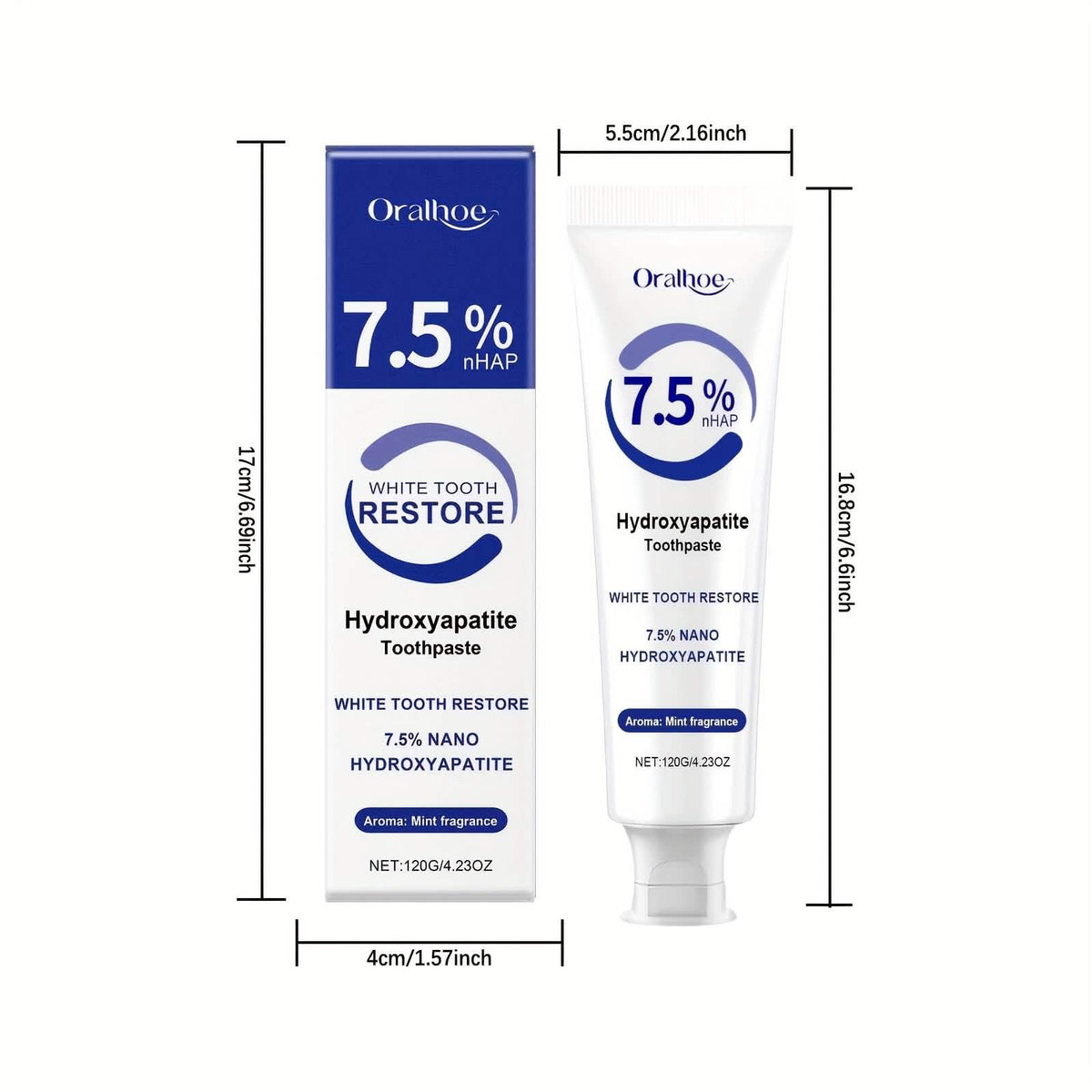 Hydroxyapatite Toothpaste – 7.5% NHAP, Whitening Mint, Gentle Teeth & Mouth Care-Hydroxyapatite Toothpaste – 7.5% NHAP, Whitening Mint, Gentle Teeth & Mouth Care