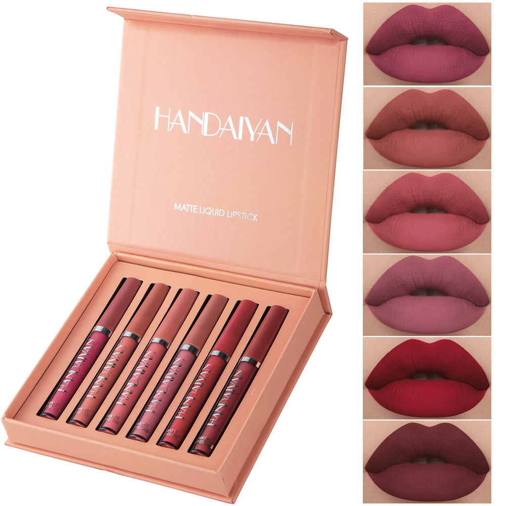 Handaiyan Matte Lip Glaze Liquid Lipstick Mini Tube Lip Gloss Waterproof Non Stick Cup Lip Gloss Genuine-285e15fc7a8cffce959ddaf1240c92ee