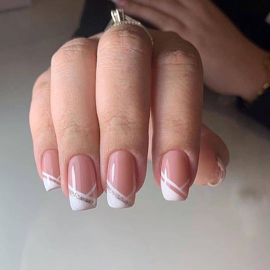 Oblique French Simple Wearing Manicure Finished Fake Nails-941d6f7a80564faa2f5cbdd727899537