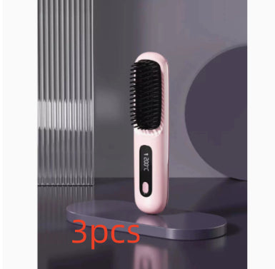 2 In 1 Straight Hair Comb Wireless Hair Straightener Brush Hair Fast Heating Portable Hot Curler USB Charging-adbb712fa31bd40d38580c97d6b3c4ac