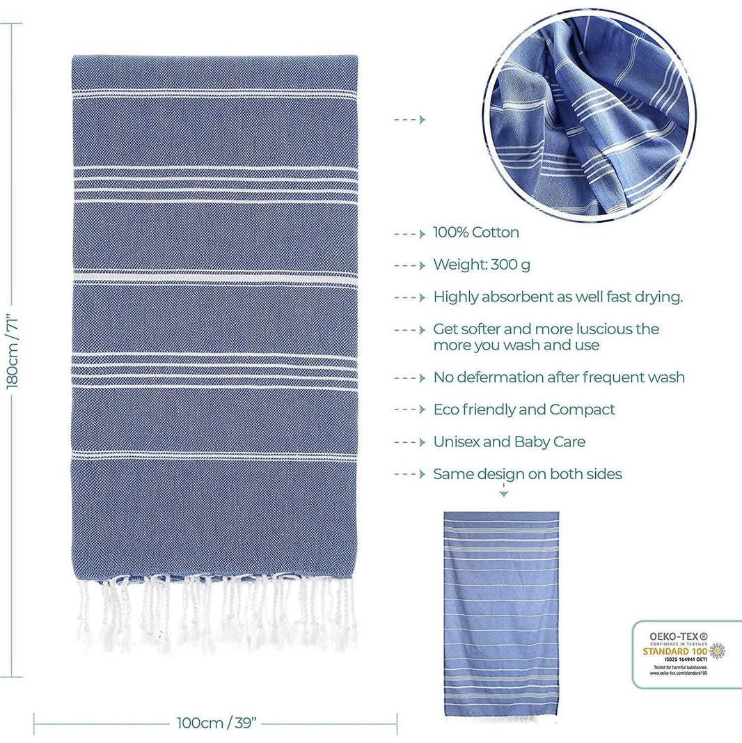 Cacala Pure Series Lightweight 100% Turkish Cotton Super Soft Peshtemal Luxury Bath Towel-Cacala Pure Series Lightweight 100% Turkish Cotton Super Soft Peshtemal Luxury Bath Towel