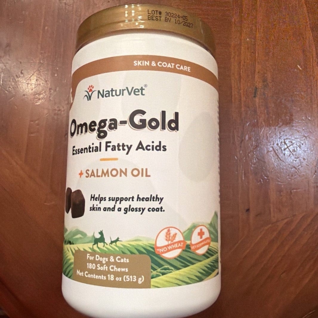 NaturVet Omega-Gold Plus Salmon Oil 180 Chews-NaturVet Omega-Gold Plus Salmon Oil 180 Chews