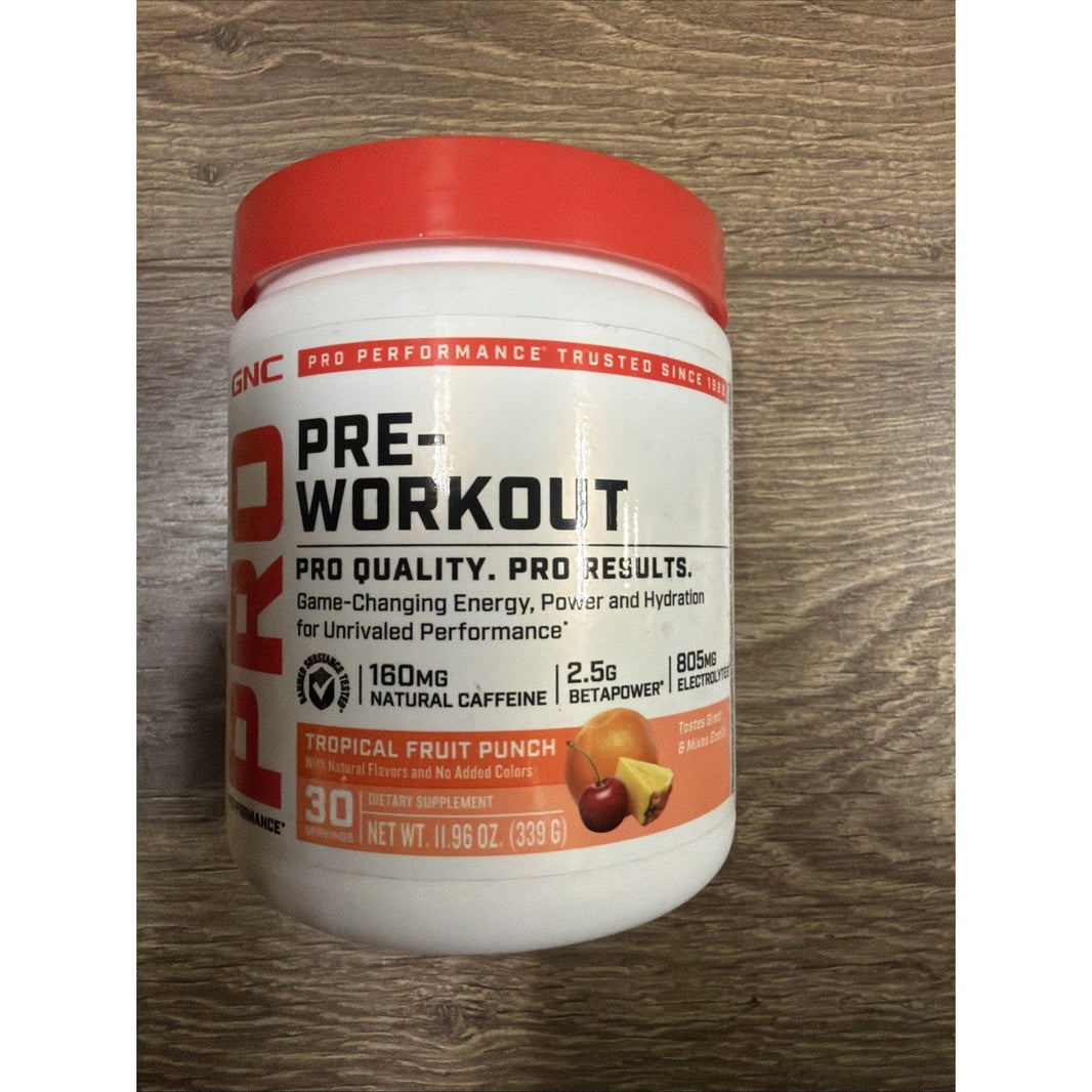 GNC Pro Pre Workout Tropical Fruit Punch 30 Servings Energy Performance 11.96 Oz-GNC Pro Pre Workout Tropical Fruit Punch 30 Servings Energy Performance 11.96 Oz