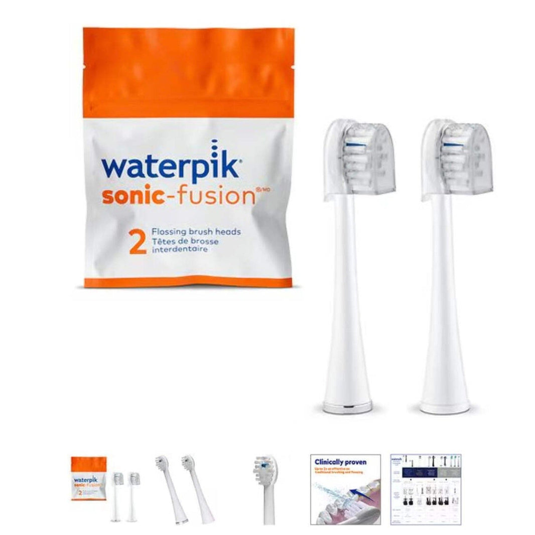 Waterpik Genuine Full Size Replacement Brush Heads with Covers for Sonic-Fusion-Waterpik Genuine Full Size Replacement Brush Heads with Covers for Sonic-Fusion
