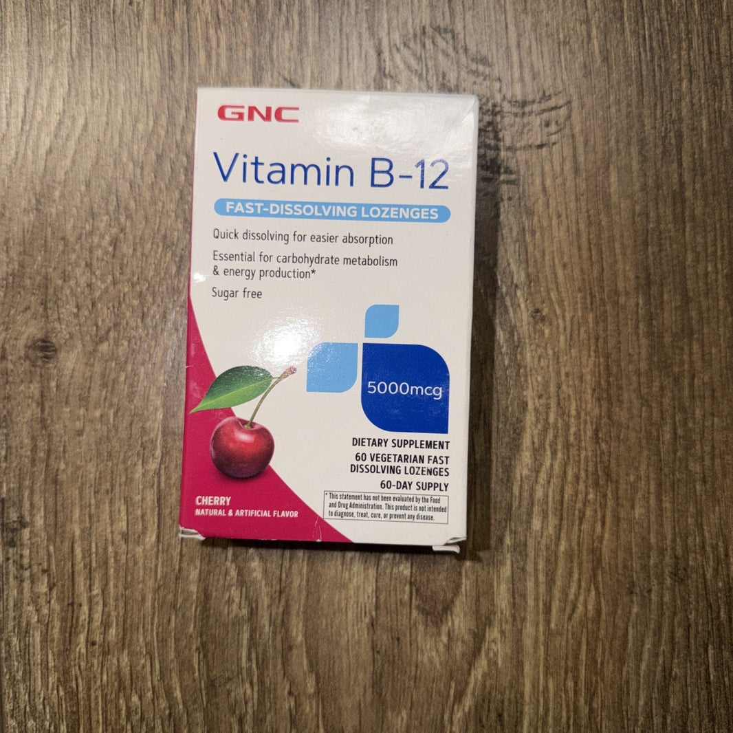 GNC Vitamin B-12 5000 mcg Lozenges, Cherry, 60 Count (Best By 3/2027)-GNC Vitamin B-12 5000 mcg Lozenges, Cherry, 60 Count (Best By 3/2027)