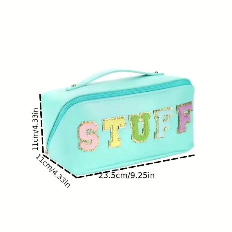 Chenille Letter Patches Cosmetic Bag-Chenille Letter Patches Cosmetic Bag