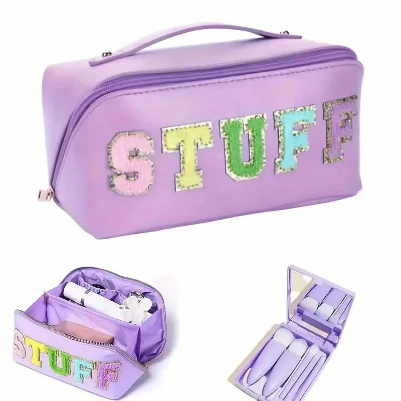Chenille Letter Patches Cosmetic Bag-Chenille Letter Patches Cosmetic Bag