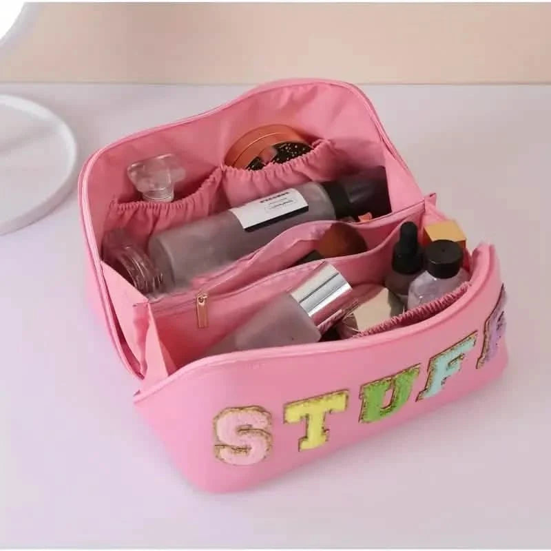 Chenille Letter Patches Cosmetic Bag-Chenille Letter Patches Cosmetic Bag