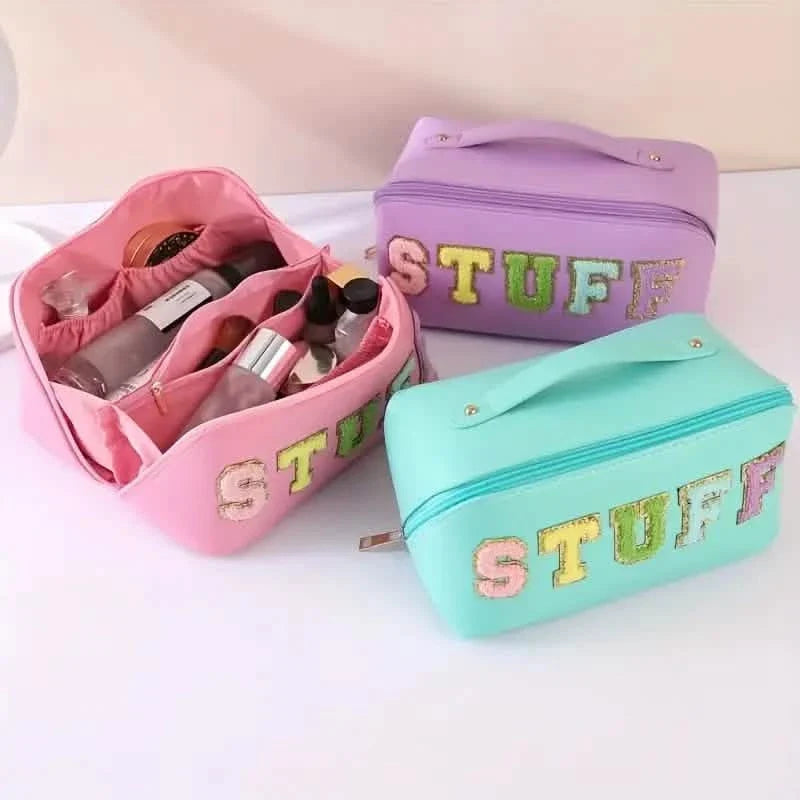 Chenille Letter Patches Cosmetic Bag-Chenille Letter Patches Cosmetic Bag