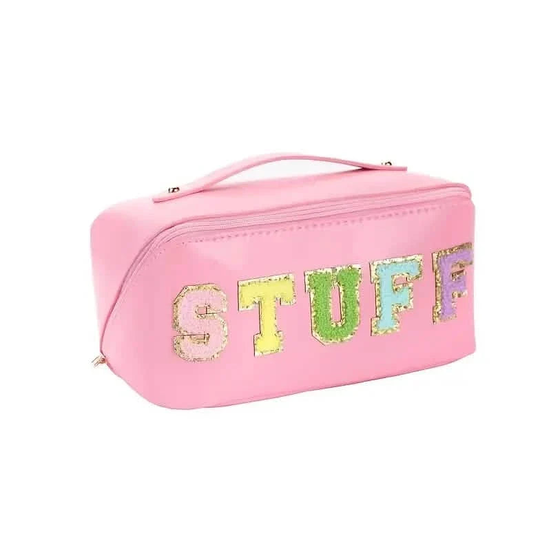 Chenille Letter Patches Cosmetic Bag-Chenille Letter Patches Cosmetic Bag