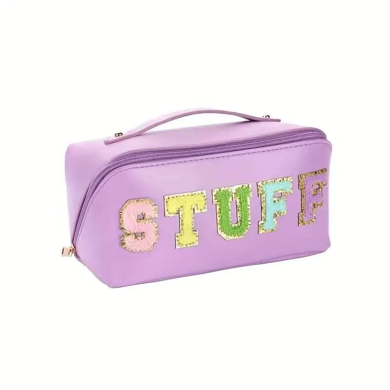 Chenille Letter Patches Cosmetic Bag-Chenille Letter Patches Cosmetic Bag