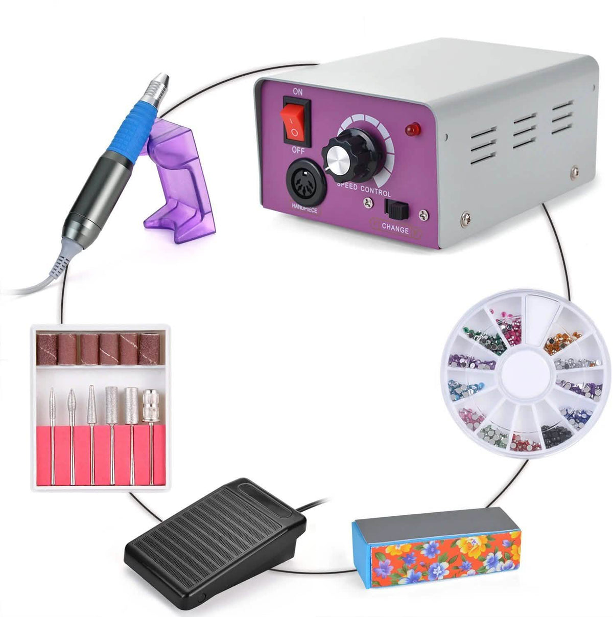 Complete Electric Nail Drill Kit Set Art File Bit Acrylic Manicure Pedicure Band-Complete Electric Nail Drill Kit Set Art File Bit Acrylic Manicure Pedicure Band