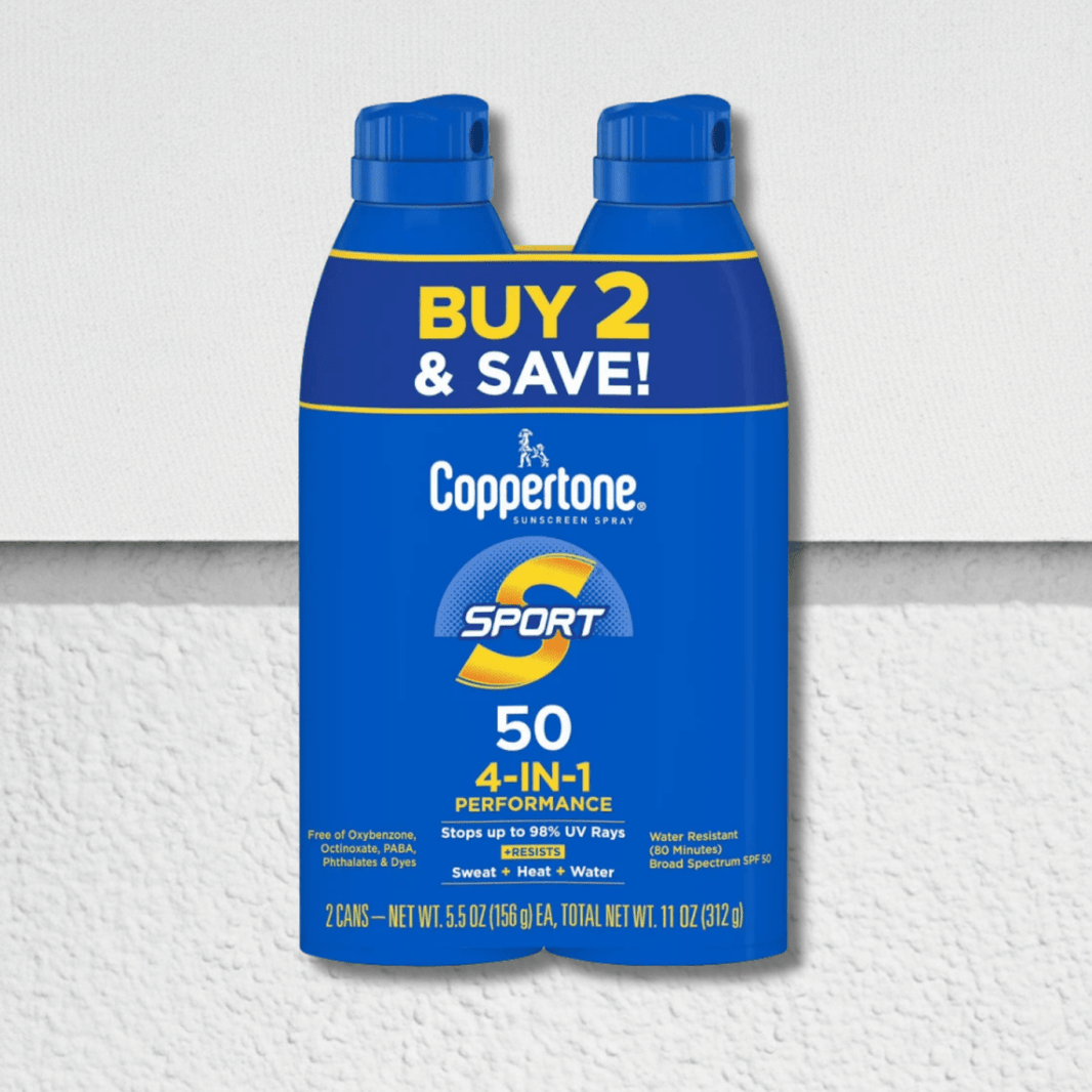 Coppertone Sunscreen Spray Sport SPF 50 4-IN-1 Pack of 2 5.5oz-Coppertone Sunscreen Spray Sport SPF 50 4-IN-1 Pack of 2 5.5oz