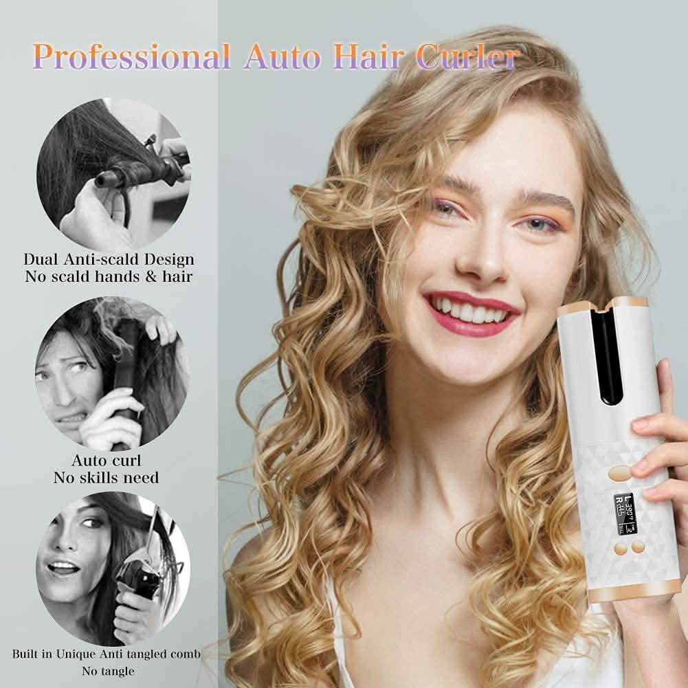 Cordless Automatic Portable Ceramic Barrel Hair Curler-Cordless Automatic Portable Ceramic Barrel Hair Curler