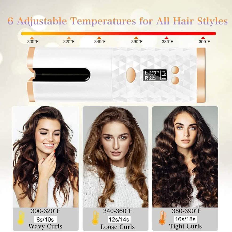 Cordless Automatic Portable Ceramic Barrel Hair Curler-Cordless Automatic Portable Ceramic Barrel Hair Curler