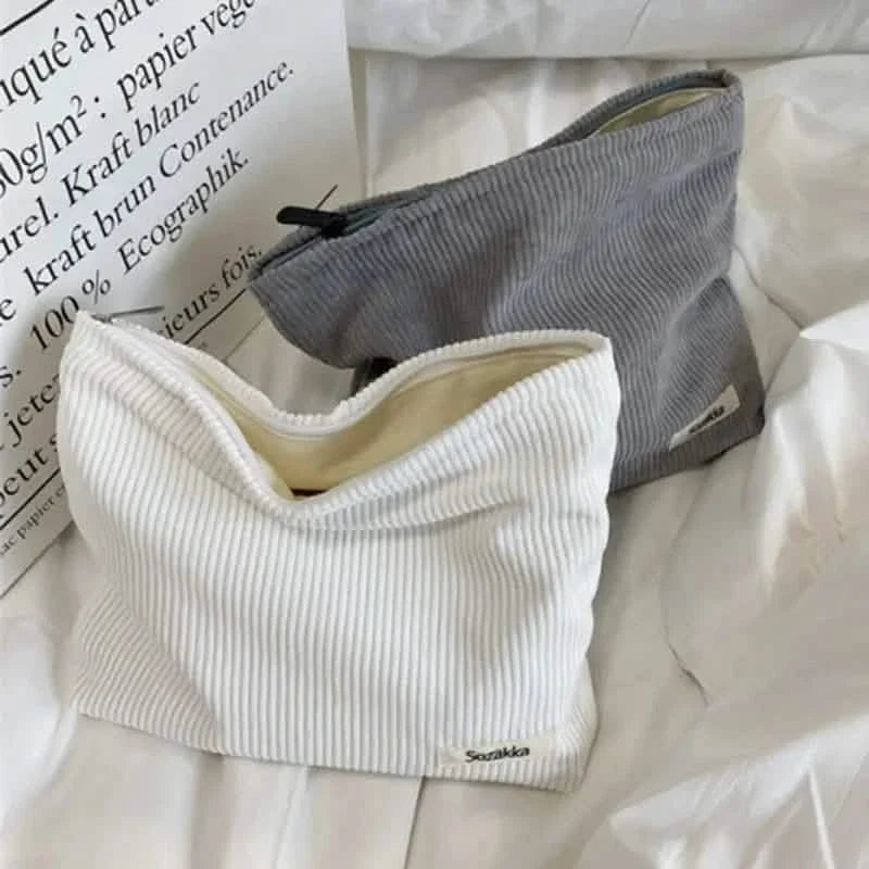 Corduroy Travel Makeup Bag, Large Capacity Travel Wash Bag-Corduroy Travel Makeup Bag, Large Capacity Travel Wash Bag