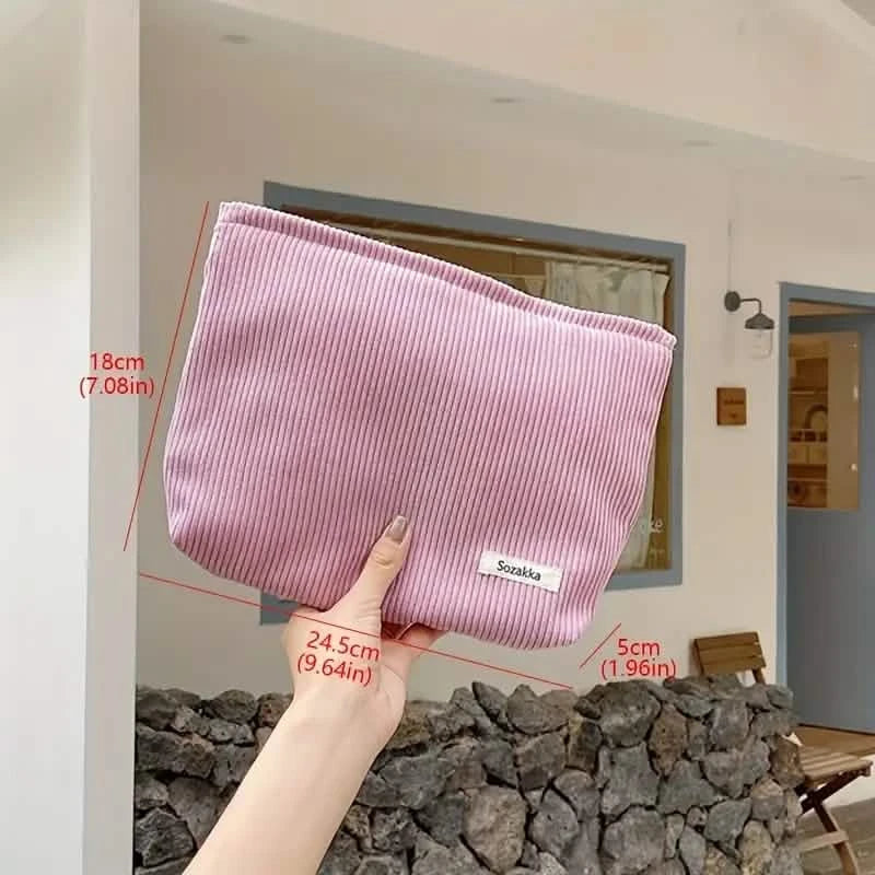 Corduroy Travel Makeup Bag, Large Capacity Travel Wash Bag-Corduroy Travel Makeup Bag, Large Capacity Travel Wash Bag
