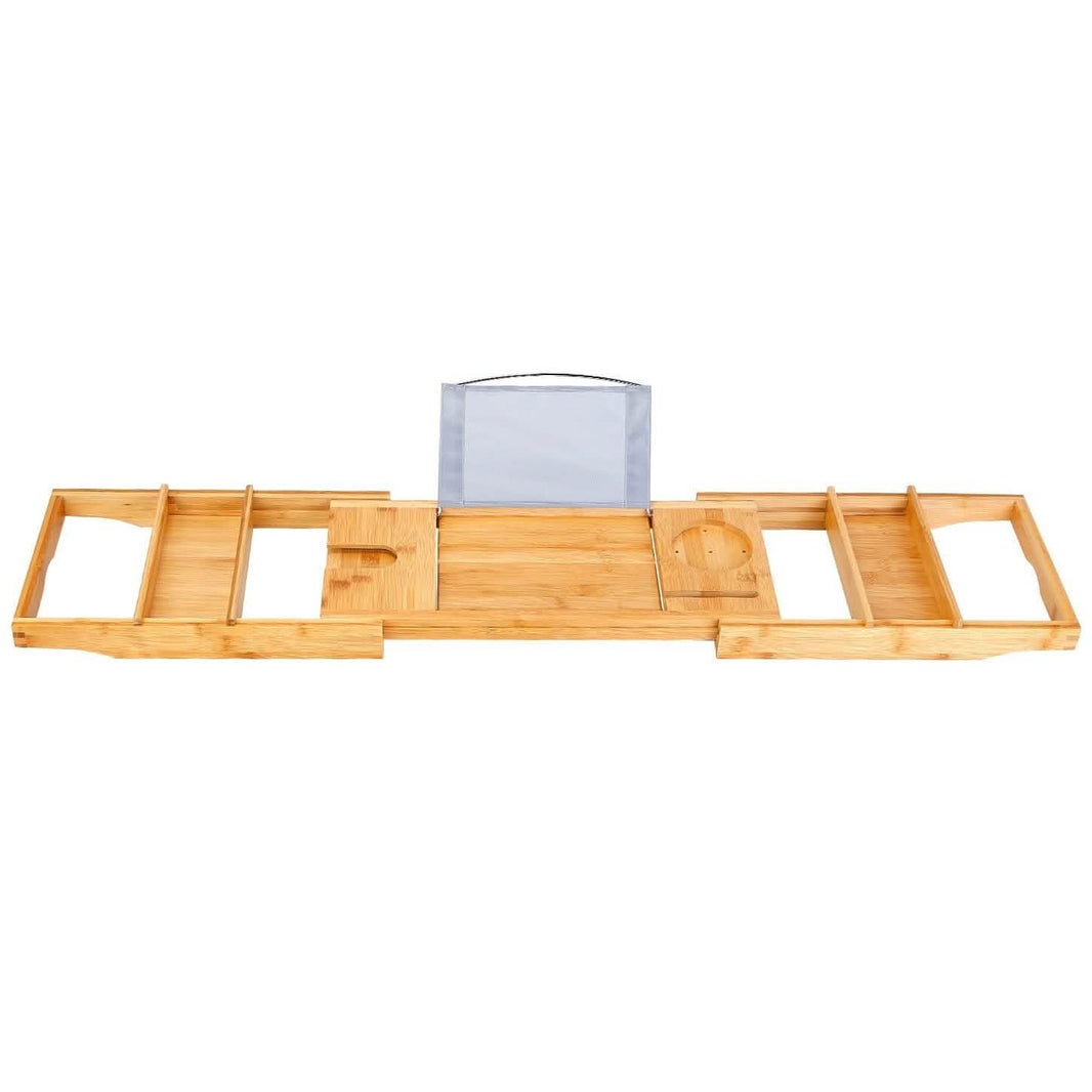 Crafted Bamboo Bath Tray Table Extendable Reading Rack-Crafted Bamboo Bath Tray Table Extendable Reading Rack