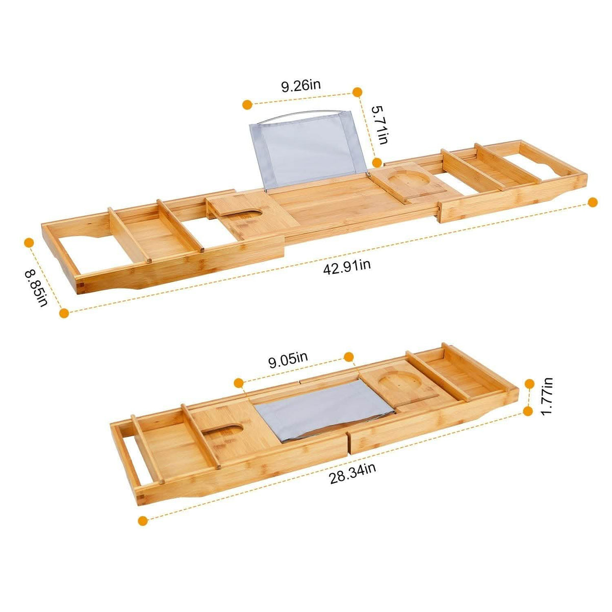Crafted Bamboo Bath Tray Table Extendable Reading Rack-Crafted Bamboo Bath Tray Table Extendable Reading Rack