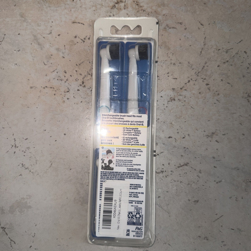 Oral-B Charcoal Infused Replacement Tooth Brush 3 Heads Whitening GENUINE NEW-Oral-B Charcoal Infused Replacement Tooth Brush 3 Heads Whitening GENUINE NEW