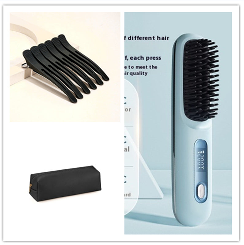 2 In 1 Straight Hair Comb Wireless Hair Straightener Brush Hair Fast Heating Portable Hot Curler USB Charging-37278d7e0f1123ea00986c81888a7035
