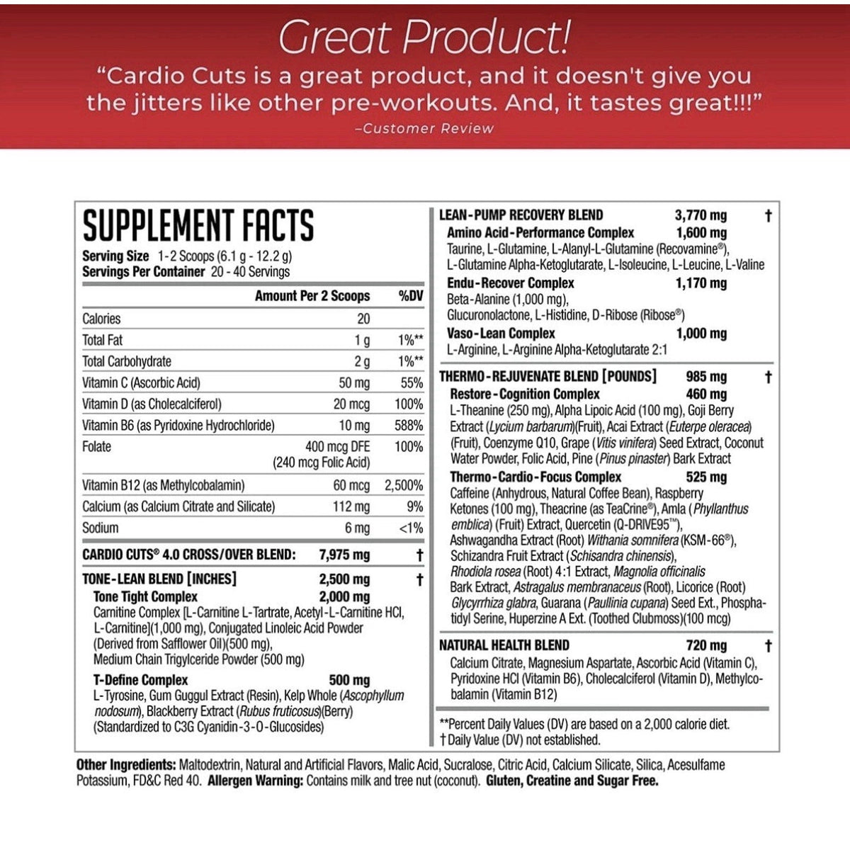 Cardio Cuts NDS Nutrition 4.0 Pre Cardio &weight Loss- Exp07/27-Cardio Cuts NDS Nutrition 4.0 Pre Cardio &weight Loss- Exp07/27